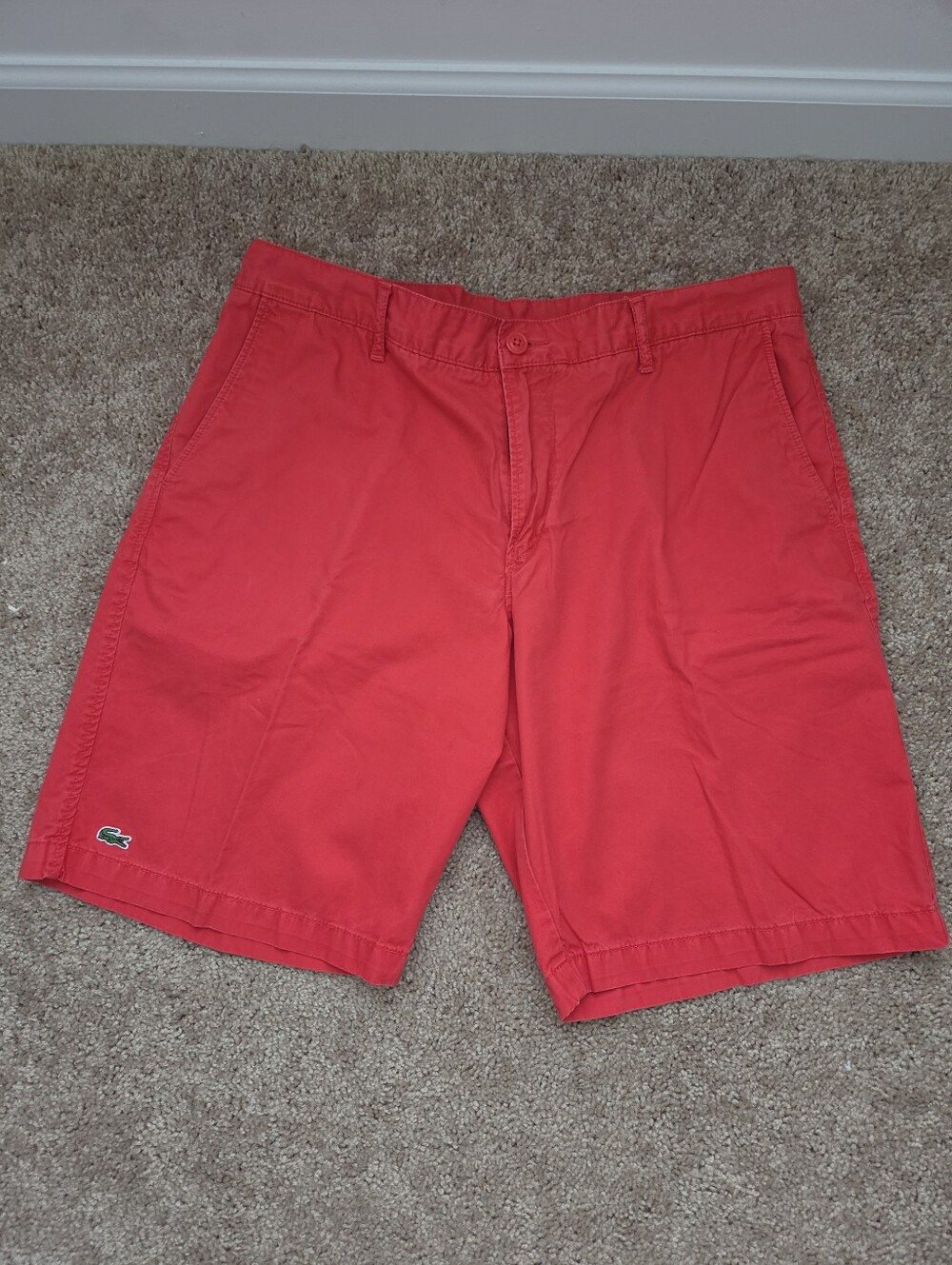 Lacoste Men's Bright Red Flat Front Cotton Shorts